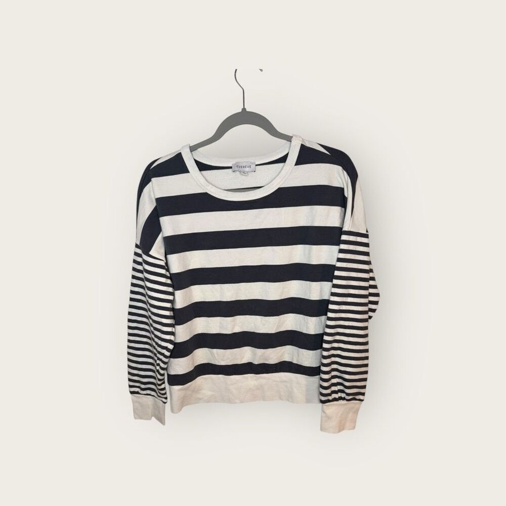 Evereve Striped Navy/White Long Sleeve Top Size Medium
